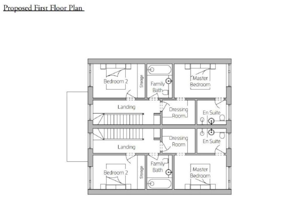 Lot: 3 - LAND WITH POTENTIAL - Proposed first floor plan showing bedrooms